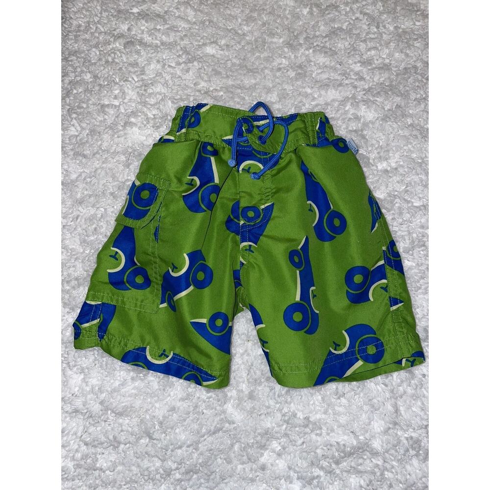 iplay baby boy sz. L green & blue racecar design swim trunks. Great shape